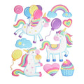 Unicorn Party Puffy 3D Pop-Up Wall Art Stickers, 11-Piece