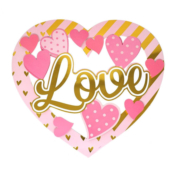 Valentine 3-D Decoration with Hot Stamping, 13-Inch, 2-Piece