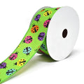 Vibrant Colored Lady Bugs Wired Linen Ribbon, 1-1/2-Inch, 10-Yard, Green