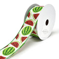 Watermelon Printed Wired Canvas Ribbon, 1-1/2-Inch, 10-Yard, White
