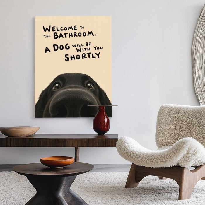 Welcome To The Bathroom Dog Canvas — Canvas Vertical #02